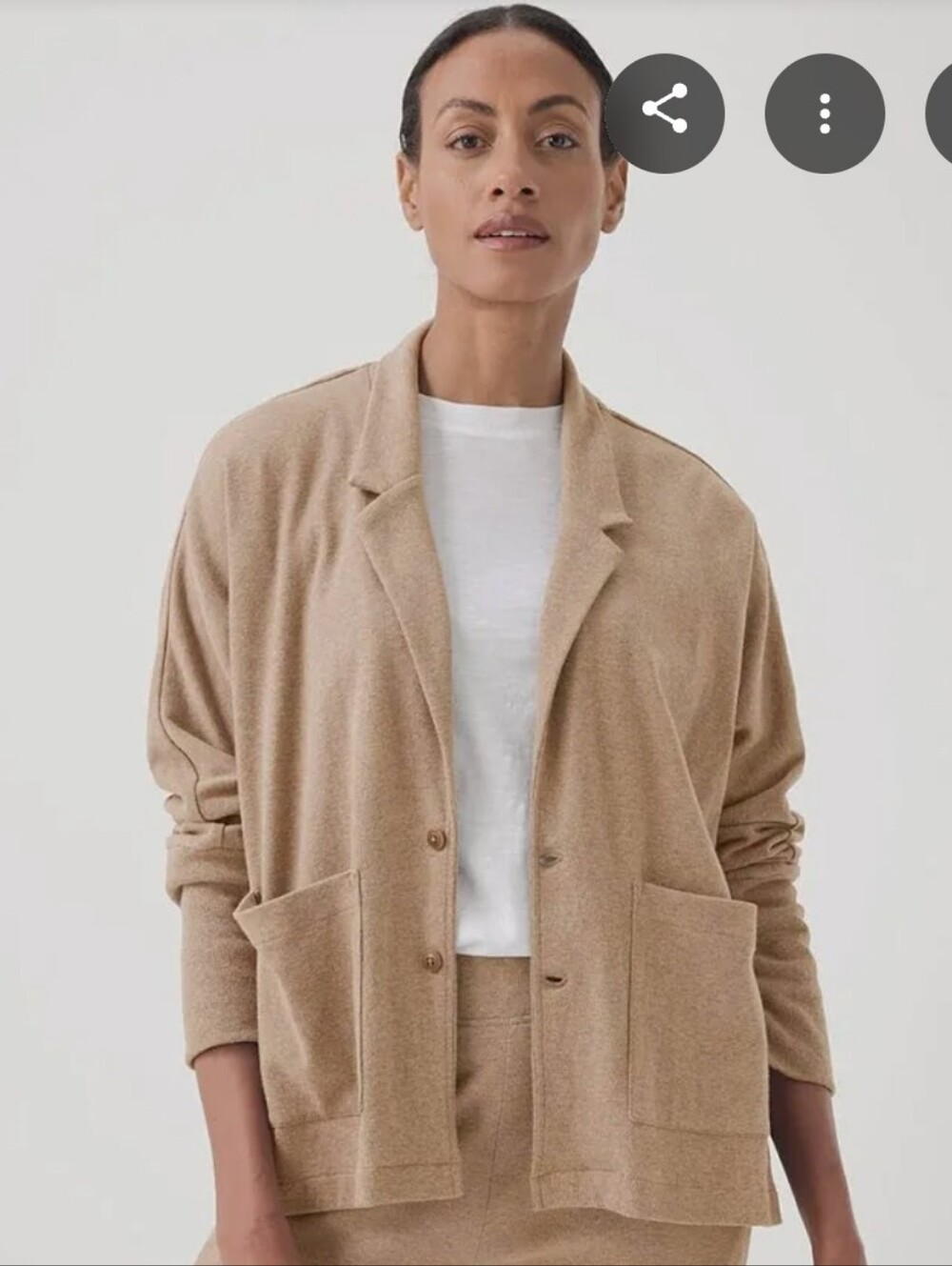 Pact 100% Organic Cotton Cozy Airplane Relaxed Blazer - Taupe SZ L
